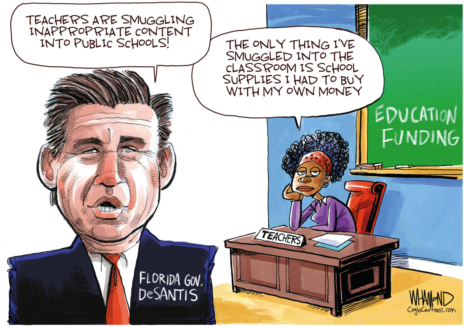 DeSantis cuts public school funding and censors education denying students an honest education