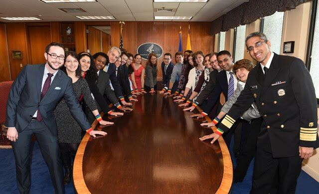 HHS staff take a photo to celebrate LGBT Health Awareness Week.