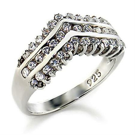 00516 High-Polished 925 Sterling Silver Ring with AAA Grade CZ in Clear