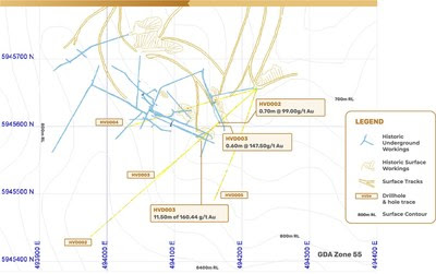 Figure 2  Happy Valley Surface Plan Showing Location and Orientation of Completed Drill Holes (CNW Group/E79 Resources Corp.)