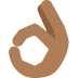 Ok hand sign (medium dark skin tone) 👌🏾