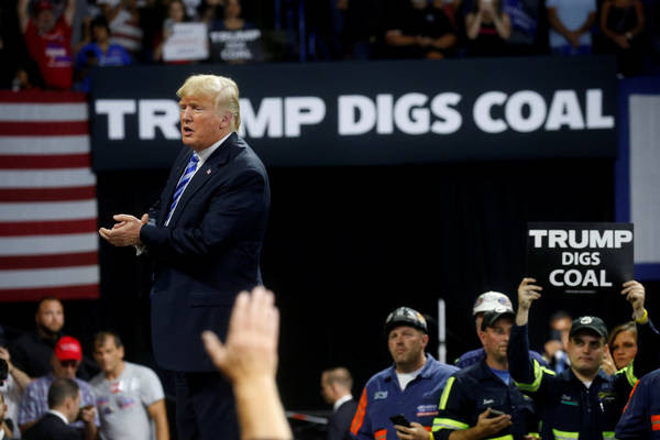 Donald Trump at a 2018 rally in Charleston, W.Va. (Reuters/Leah Millis)