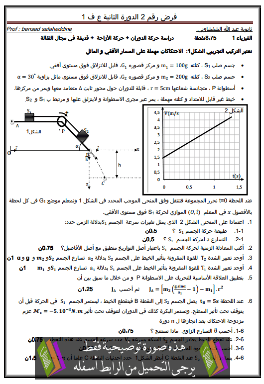 فرض في الفيزياء والكيمياء (النموذج 6) الدورة الثانية للثانية باكالوريا علوم فيزيائية مع التصحيح 2bac-devoir-n2-physique-chimie-t2