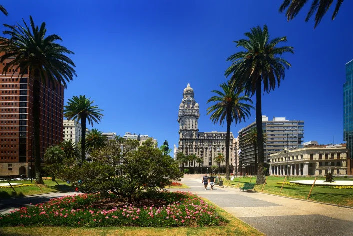 The cityscape of Montevideo, Uruguay.