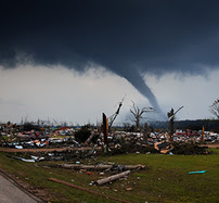 Disaster area with a tornado