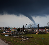 Disaster area with a tornado