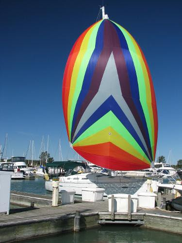 Spinnaker flying at the Dock