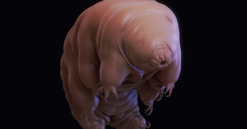a tardigrade on black background