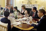 Seder at the White House. The one without the kippa is President Obama.
