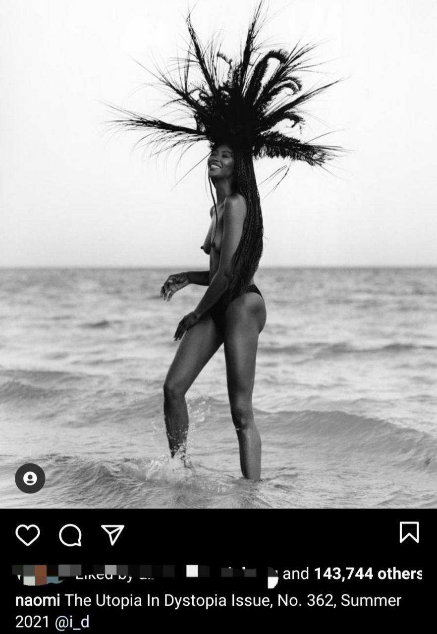 Naomi Campbell bares it all as she goes topless for a shoot (photo)