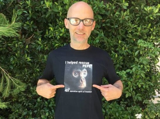 Moby poses in one of ADI's new T-Shirts
