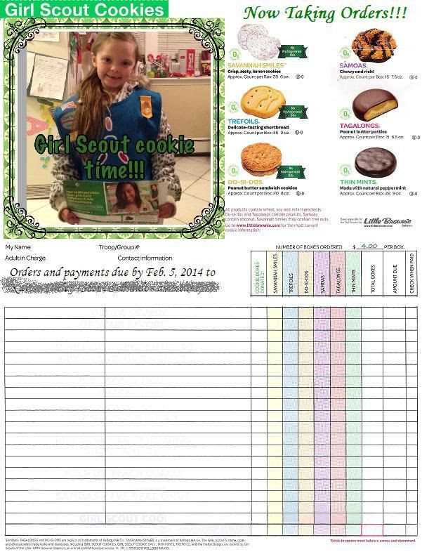 Girl Scout Cookie Time!!! Order form, Girls and Gs cookies