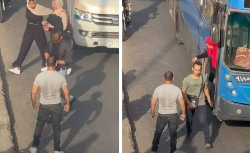 بالفيديو: شاب مفتول العضلات يقوم بتصرفات غريبة أمام المركبات وسط شارع في القاهرة