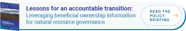 Promotional banner for policy briefing on using beneficial ownership information in fisheries governance