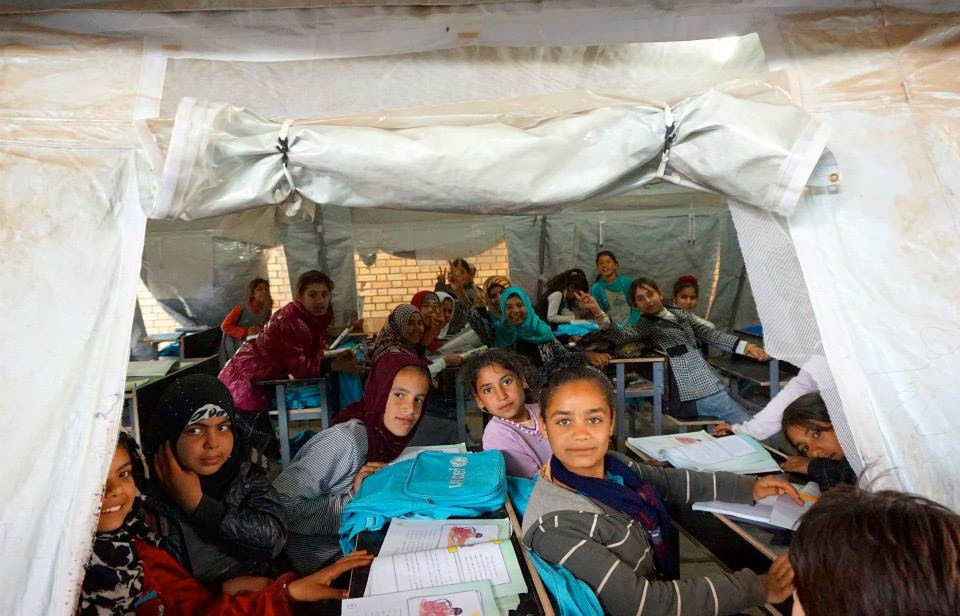 Iraqi Girls in makeshift Classroom