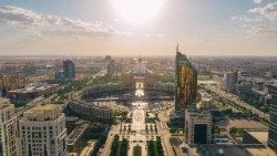 Veduta panoramica di Nur-Sultan, capitale del Kazakhstan.
