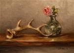 Still Life with Antler and Rose,  Oil on 5"x7" Linen Panel - Posted on Tuesday, December 30, 2014 by Carolina Elizabeth