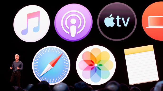 Craig Federighi, Apple's senior vice president of software engineering, speaks during Apple's Worldwide Developer Conference (WWDC) in San Jose where the company announced changes to iTunes
