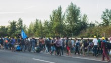 Migrants march in Hungary