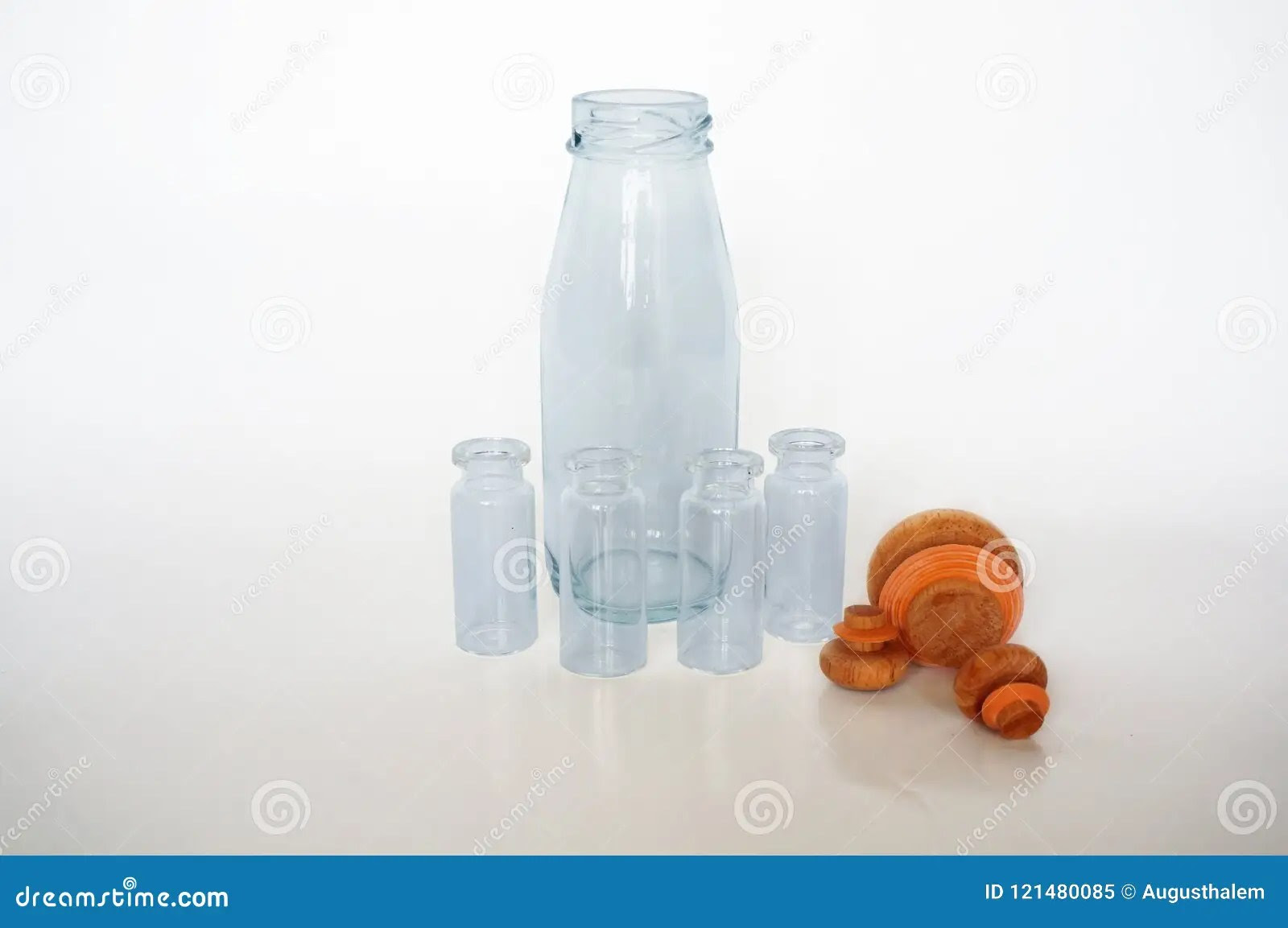 Closeup Of Empty Blue Glass Bottles Stock Image Image of isolate