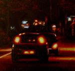 Cars- Nocturnal City Scene Painting Of Two Cars - Posted on Saturday, January 3, 2015 by Gerard Boersma