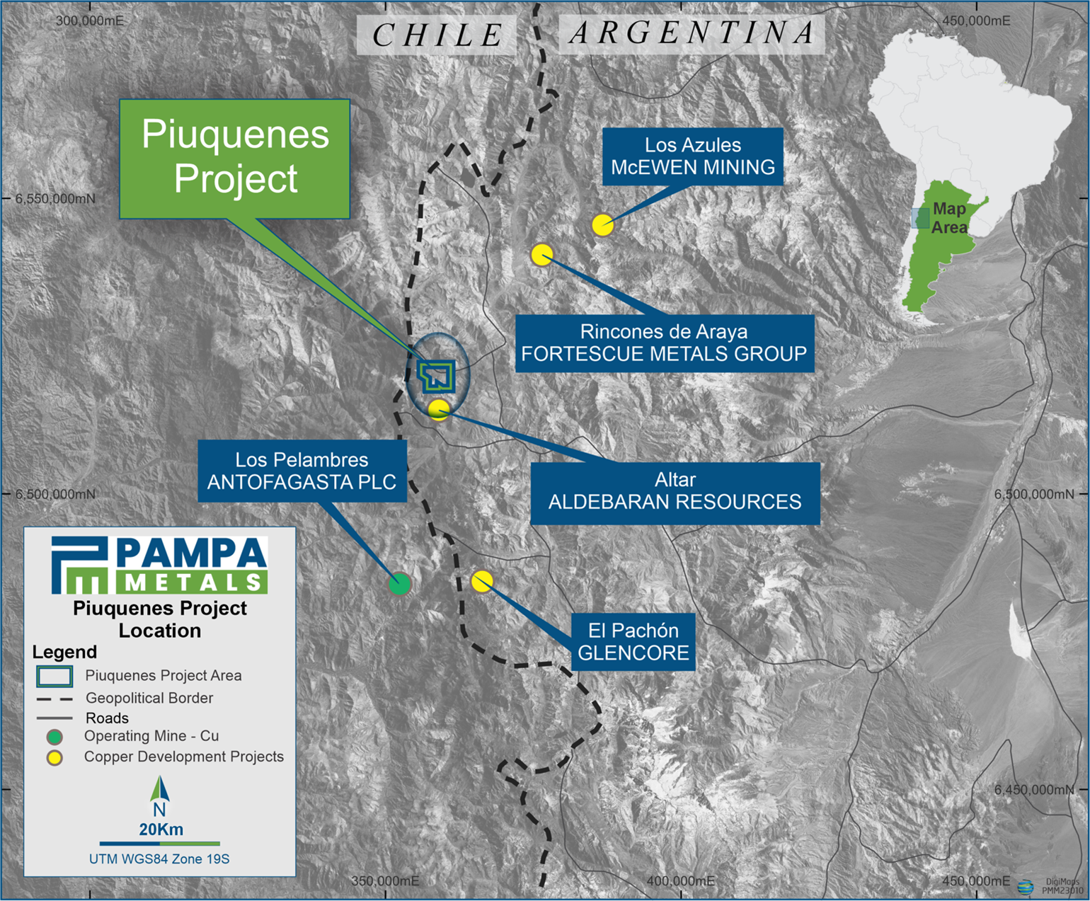 Pampa Metals Opciones Proyecto Cobre-Oro a lo largo de la Faja de Pórfidos de San Juan. 
