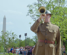Taps Bugler at Flagstaff with crowd