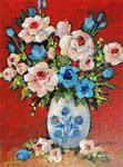 Blue Flowered Vase - Posted on Monday, February 16, 2015 by Nancy F. Morgan