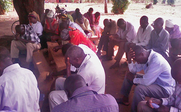 Church leaders of Bukedi diocese, Uganda pray during Feb. 10 meeting in Katira. (Morning Star News)