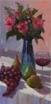 Days of Wine and Roses, 10x20, oil on linen, wine roses, pears, grapes, floral - Posted on Monday, January 26, 2015 by Maryanne Jacobsen