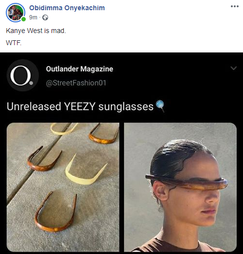 Twitter users react as Kanye West posts pictures of his unreleased Yeezy sunglasses