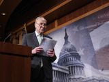 Senate Minority Leader Sen. Chuck Schumer of N.Y., walks off of the stage after speaking at a news conference on Capitol Hill in Washington, Tuesday, March 17, 2020. (AP Photo/Susan Walsh)