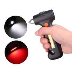 XANES 1448 LED + COB USB Flashlight & Security Hammer&Cutter