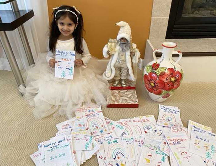 Five-year-old in New York makes 200 cards for the elderly
