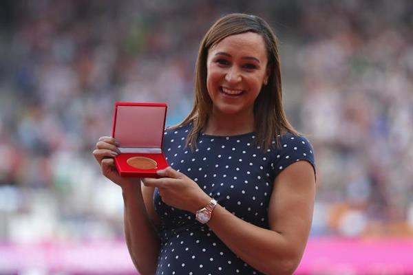 Jessica Ennis-Hill is awarded the reallocated 2011 world heptathlon gold medal at the IAAF World Championships London 2017 (Getty Images)