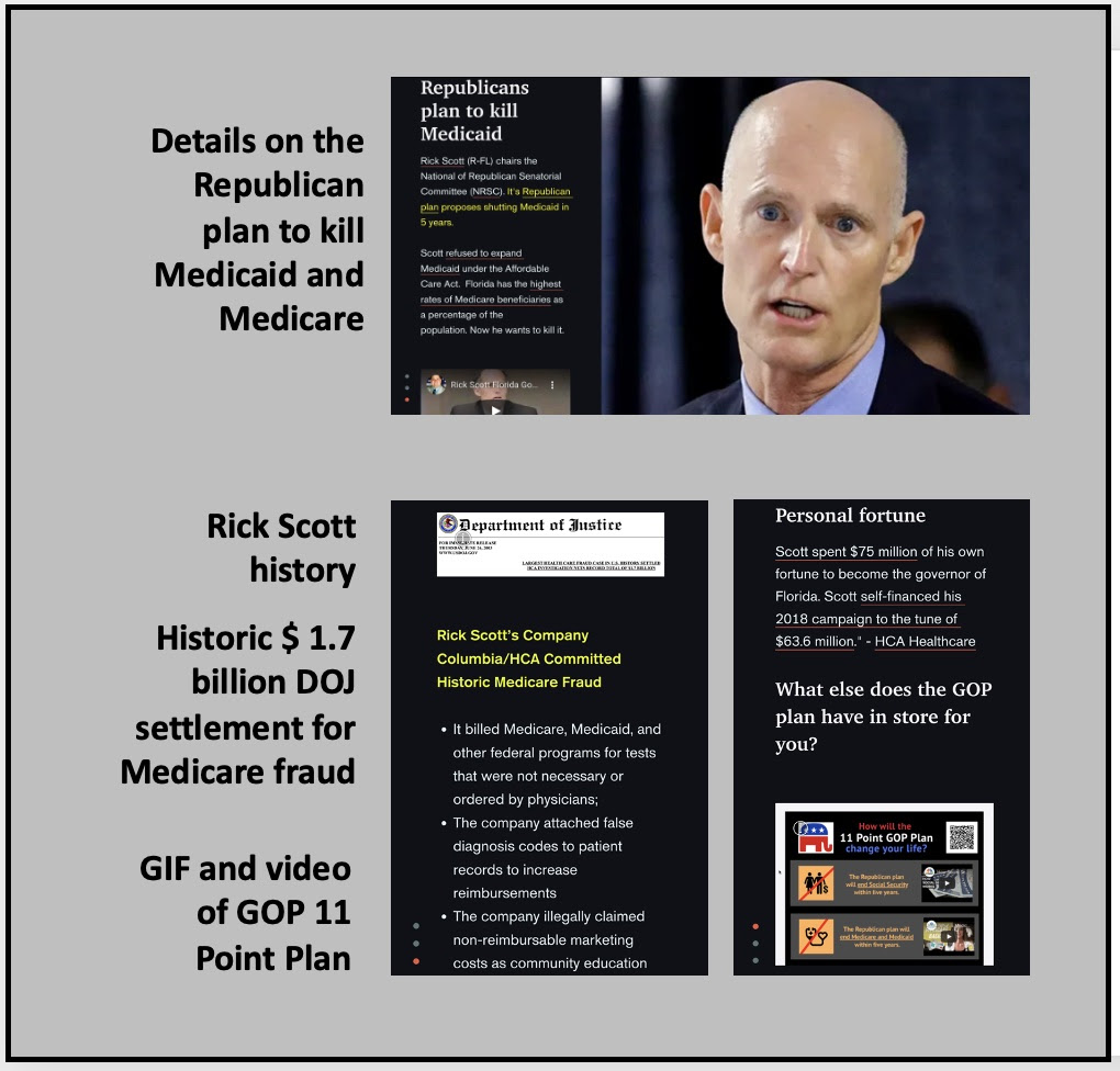 Details on the GOP 11 Point Plan to kill Medicare and Rick Scotts historic settlement with the DOJ for Medicare fraud