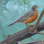 American Robin Oil (6x6) 2015 - Posted on Thursday, March 12, 2015 by Ron Ferkol