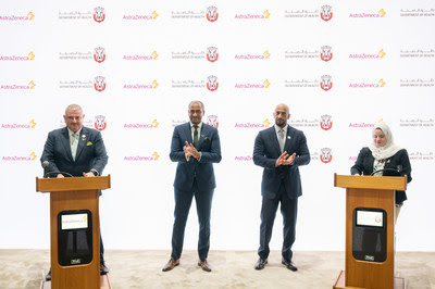 The Department of Health – Abu Dhabi joins AstraZeneca’s A.Catalyst network to attract and support start-ups globally. From right to left : Dr. Asma Al Mannaei, Executive Director, Research and Innovation Centre at the Department of Health – Abu Dhabi (DoH); HE Abdulla bin Mohammed Al Hamed, Chairman of the Department of Health – Abu Dhabi (DoH); Hicham Mirghani, Corporate Affairs Director GCC , AstraZeneca; Ghaleb Al Ahdab - Government Affairs Associate Director Gulf, AstraZeneca The Department of Health – Abu Dhabi joins AstraZeneca’s A.Catalyst network to attract and support start-ups globally. From right to left : Dr. Asma Al Mannaei, Executive Director, Research and Innovation Centre at the Department of Health – Abu Dhabi (DoH); HE Abdulla bin Mohammed Al Hamed, Chairman of the Department of Health – Abu Dhabi (DoH); Hicham Mirghani, Corporate Affairs Director GCC , AstraZeneca; Ghaleb Al Ahdab - Government Affairs Associate Director Gulf, AstraZeneca