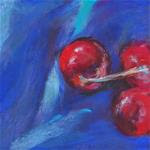 3 CHERRIES - 5" x 5" pastel by Susan Roden - Posted on Friday, November 14, 2014 by Susan Roden