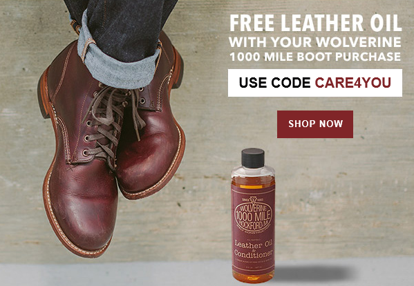 FREE Leather oil with all 1000 Mile Boot purchases