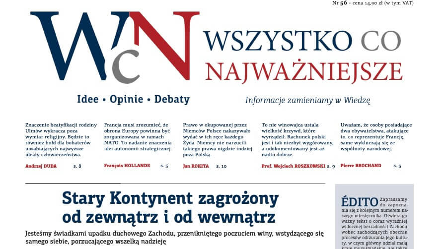 Nr 56. „Wszystko co Najważniejsze” już jest w EMPIKach, Księgarni Polskiej w Paryżu oraz wysyłkowo i w prenumeracie — w Sklepie Idei