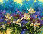 Out of the Blue Delphiniums and Iris and a Special Visitor in the Studio - Flower Paintings by Nancy - Posted on Tuesday, January 27, 2015 by Nancy Medina