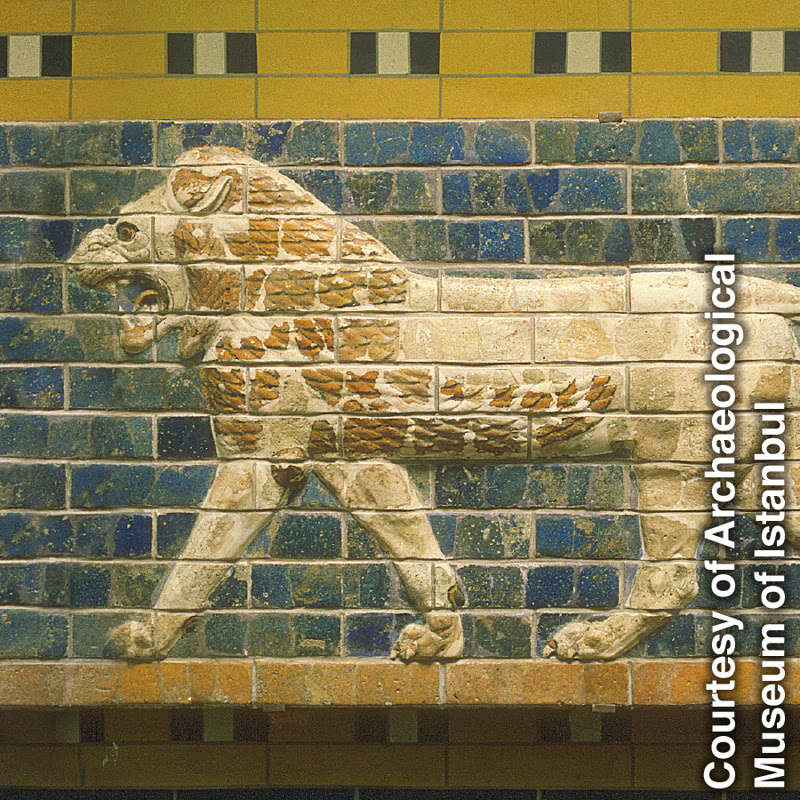 Glazed-brick frieze of a lion