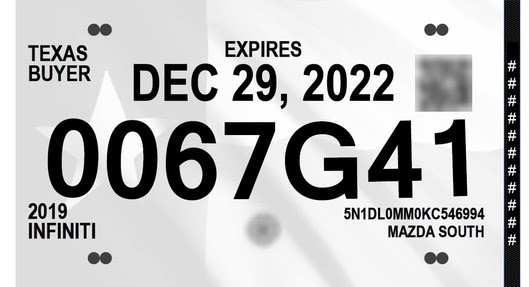Sample temporary tag