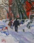 832 Montreal Winter, Walking the Dog 8x10 oil - Posted on Wednesday, December 31, 2014 by Darlene Young