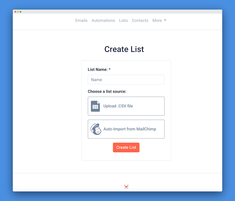 Create List MailChimp Import