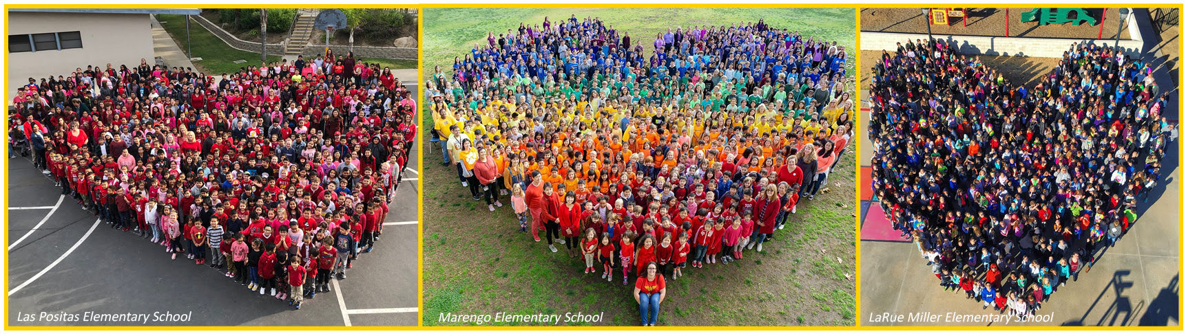 Students standing in the shape of a heart
