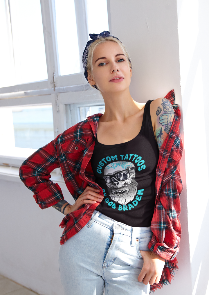 Custom Tattoos by Bob Braden Self Portrait Tattoo Style Womens Tank