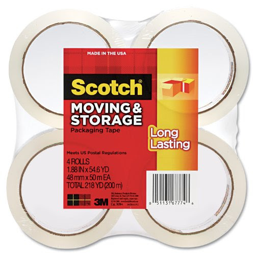 Scotch Long Lasting Storage Packaging Tape, 1.88 Inches x 54.6 Yards, 4 Rolls (3650-4)
