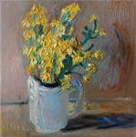 Yellow Wild Flowers in a White Cup - Posted on Friday, December 5, 2014 by Anna Mikhaylova